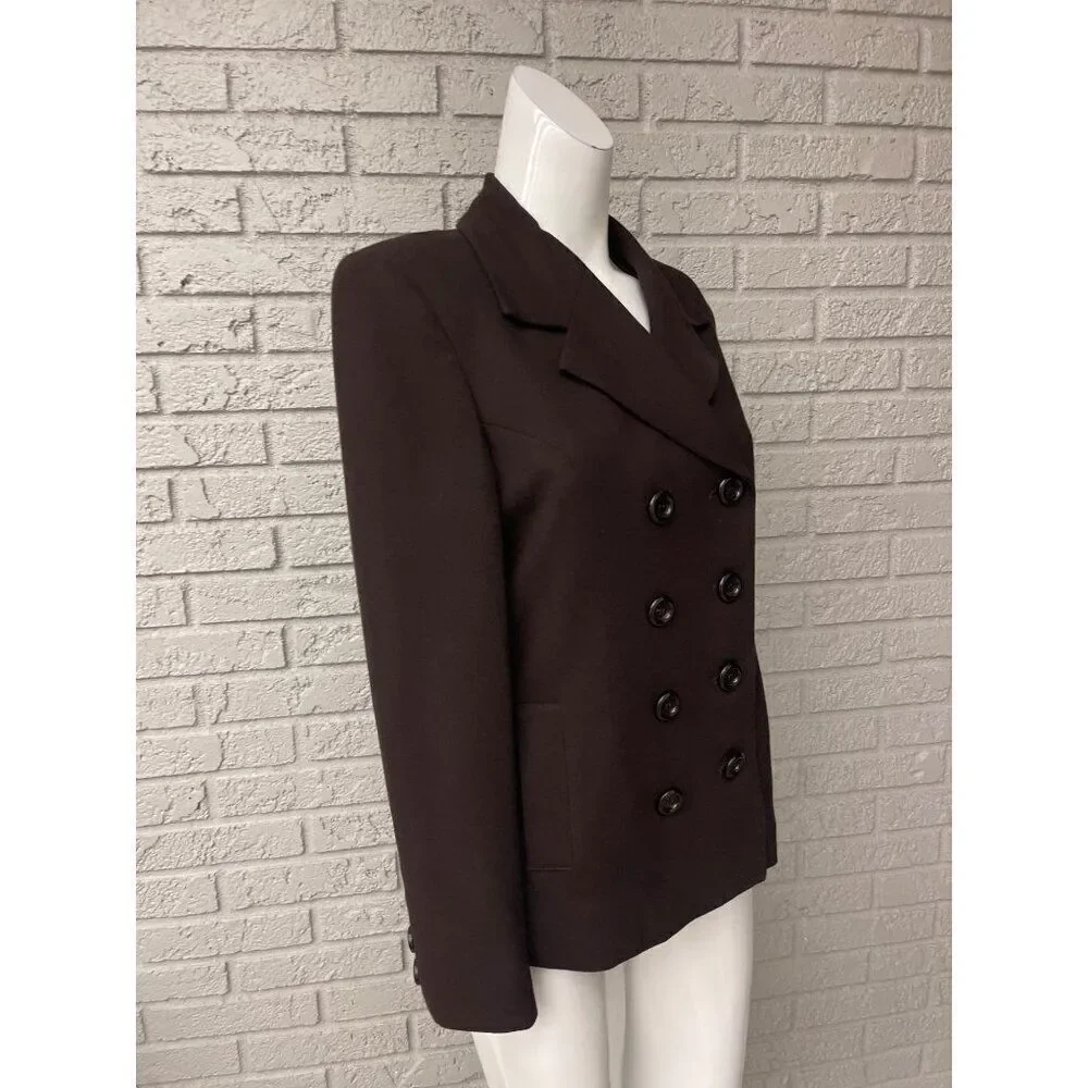 Express Tailleur Women Brown Wool Blend Double Breasted Jacket Size 7/8